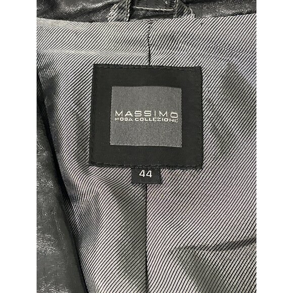 Massimo Moda Collezioni Genuine Leather Jacket Black Mens Size 44 - Picture 3 of 8